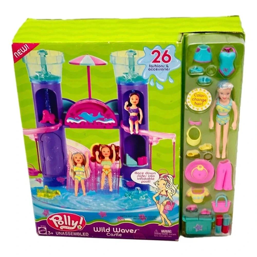 Vintage Doll Polly Pocket Wild Waves‎ Castle Color Change 2003 New in Pak